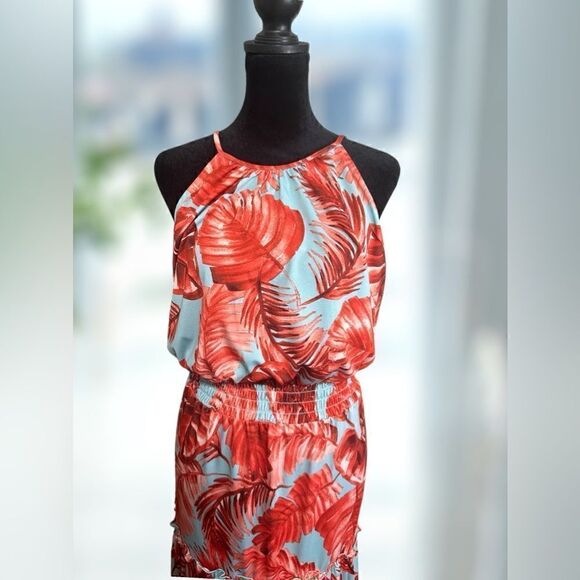 VICI MAISON TARA Tropical Halter Tiered Max Dress Size 16 - Picture 4 of 15